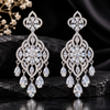 AD Crystal Chandelier Earrings for Women | Elegant Floral Drop Earrings | Statement Party & Wedding Jewelry