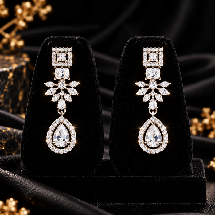 Silver Plated American Diamond Necklace Set