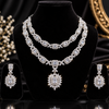 ✨ Double-Layered Artificial Diamond Necklace Set with Statement Pendant & Earrings