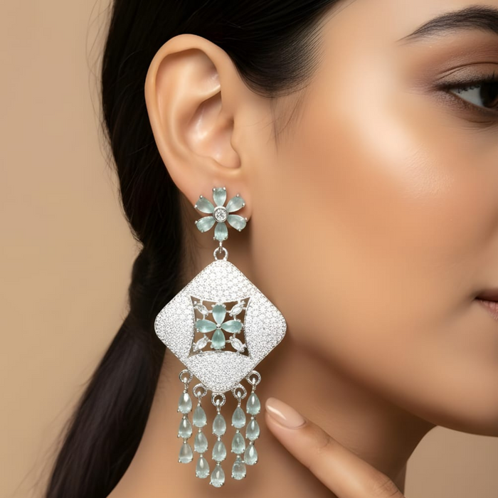 Celeste Bloom Aqua Drop Statement Earrings