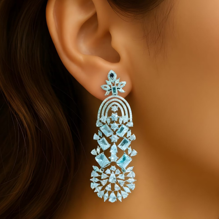 Aurelia Luxe Ice Blue Crystal Cascade Earrings