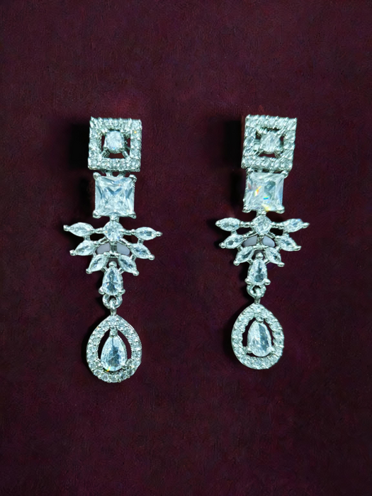 Silver Plated American Diamond Necklace Set