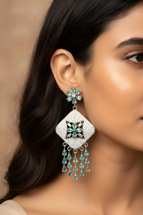 Celeste Bloom Aqua Drop Statement Earrings